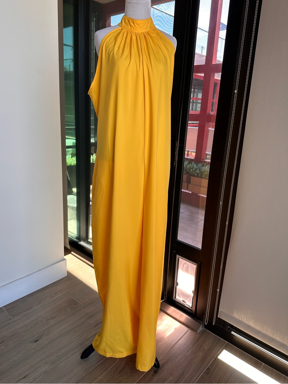 Sleeveless Yellow Halter Maxi Jumpsuit